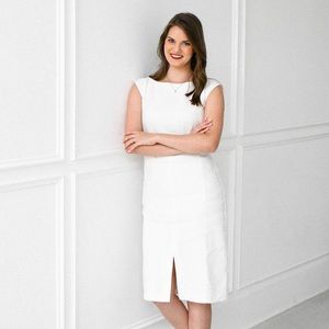 White Ann Taylor Linen Sheath Dress